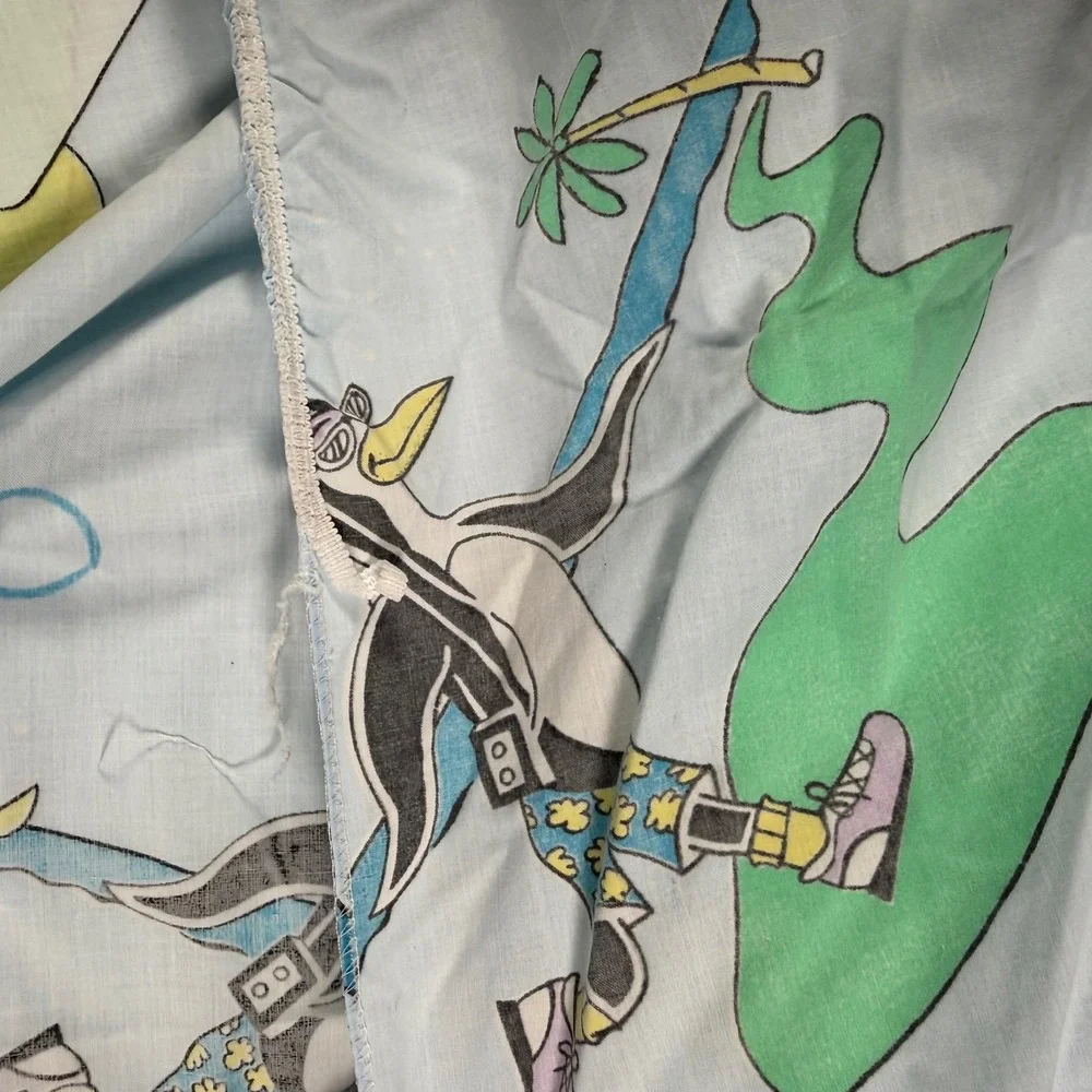 Vintage Ocean Pacific OP Surfing Penguin Twin Sheet Set Retro 80s 90s Bedding